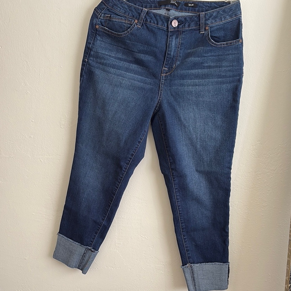 Taylor Blue Ankle Cropped Jeans with Rolled Cuffs